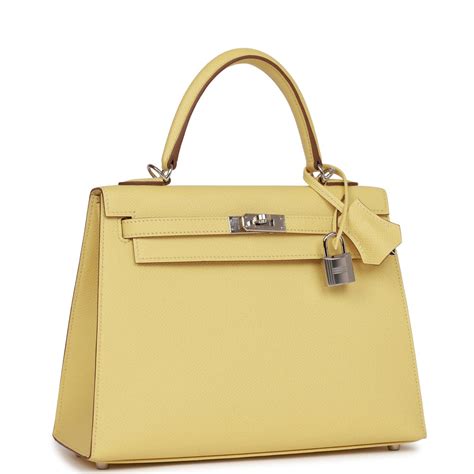 HERMES Epsom Kelly Sellier 25 Jaune Poussin 